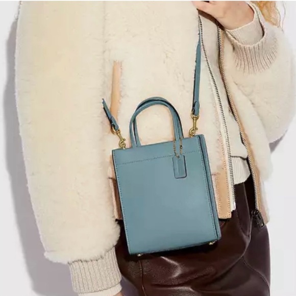 COACH 1941 Cashin Glovetanned Leather Mini Tote/Crossbody Bag in Sage - Picture 15 of 15